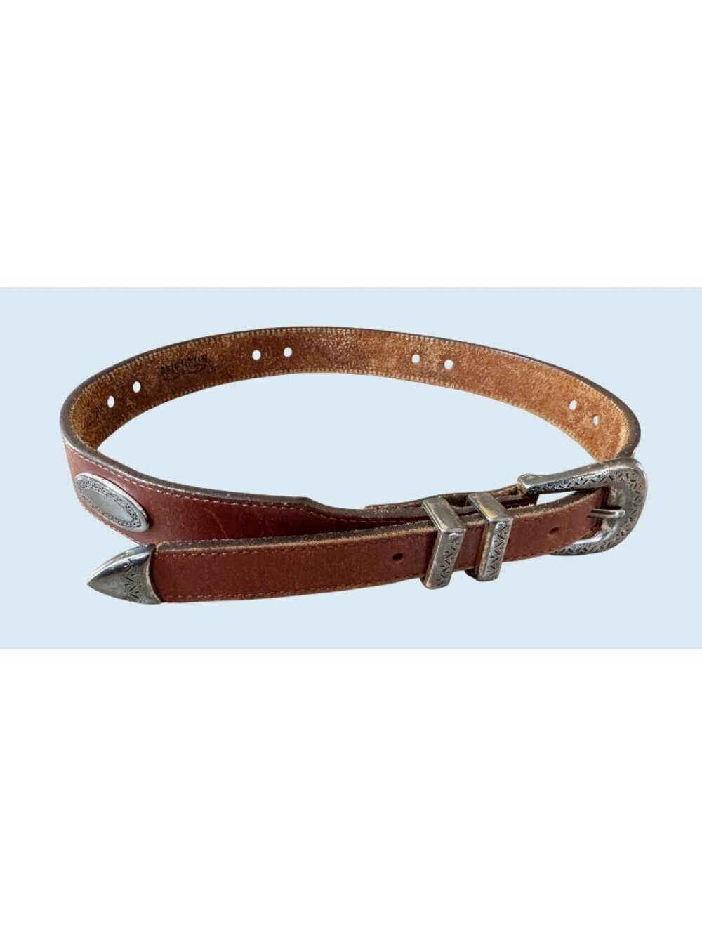 BRIGHTON Taper Ornament Brown Leather Western Belt